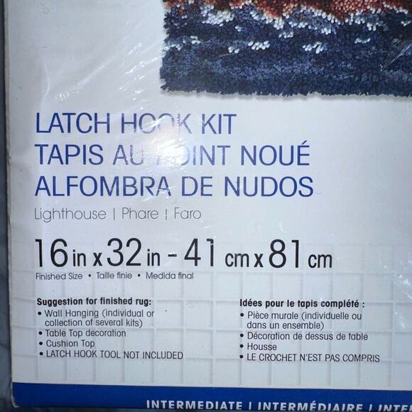 NOS Sealed 2013 Caron Wonderart Latch Hook Kit Lighthouse Scene 16x32 #42614 - Picture 3 of 6